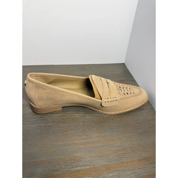 Vince Camuto Caylas Beige Suede Penny Loafers Woven Preppy Size 9‎ NWOB - Image 5