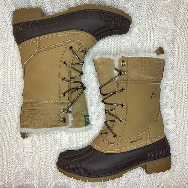 Kamik Siennah Women's Snow Mid Calf Boot in Beige Tan - Image 5