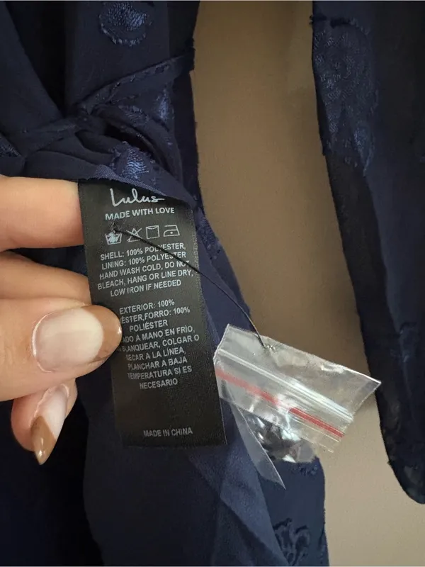 Lulus Evening of Elegance Navy Blue Floral Jacquard Wrap Midi Dress Size XL NWT - Image 10