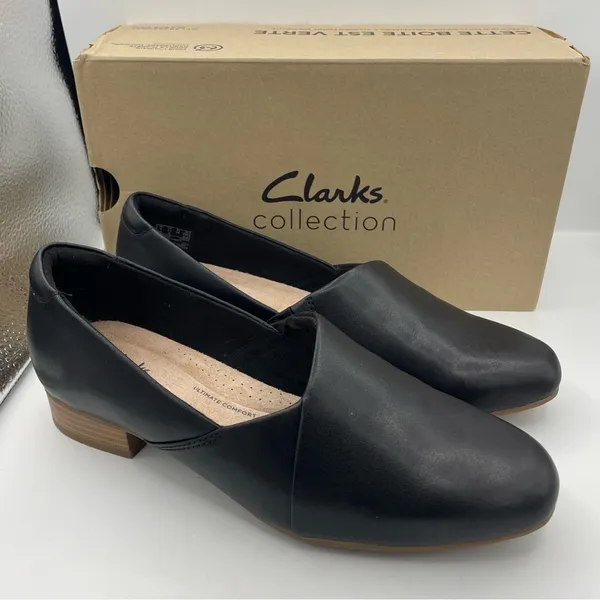 Clarks wide Juliet Palm black grain leather loafers women’s Size 7 1/2 - Image 5
