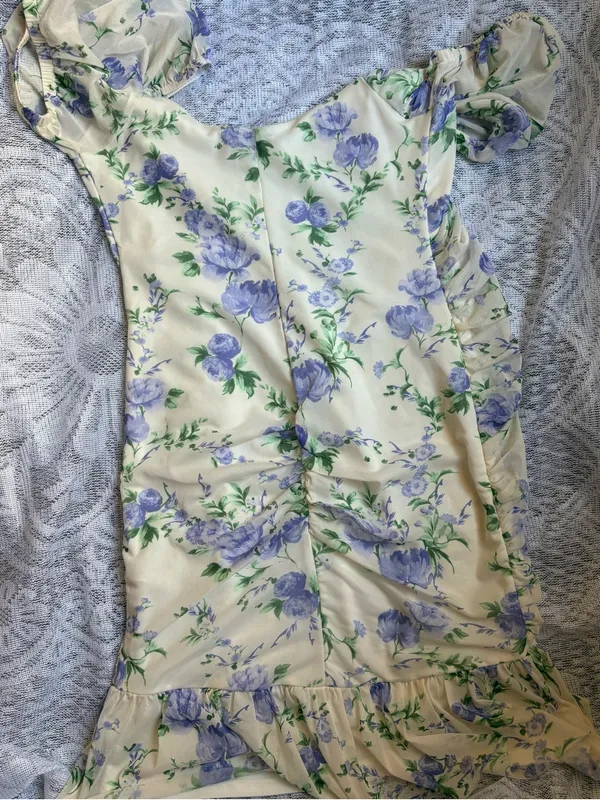 ASOS Cream Dress with Lavender Floral Pattern - Image 2