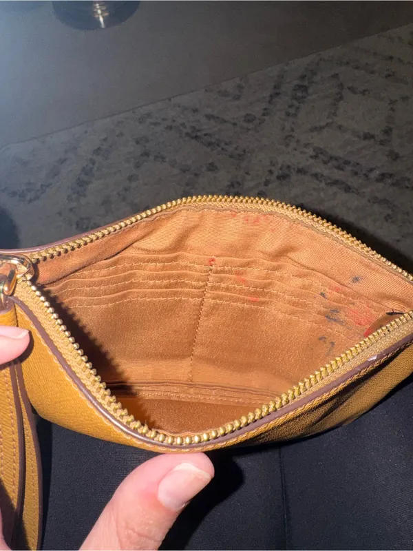 Coach Tan/Brown Leather Wristlet Pouch - Image 4