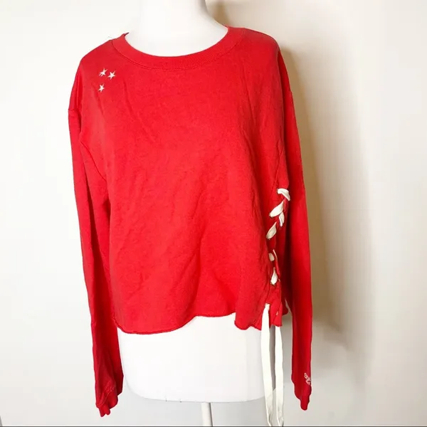 NWOT Soulcycle embroidered lace‎ up cropped sweatshirt sz XL - Image 8