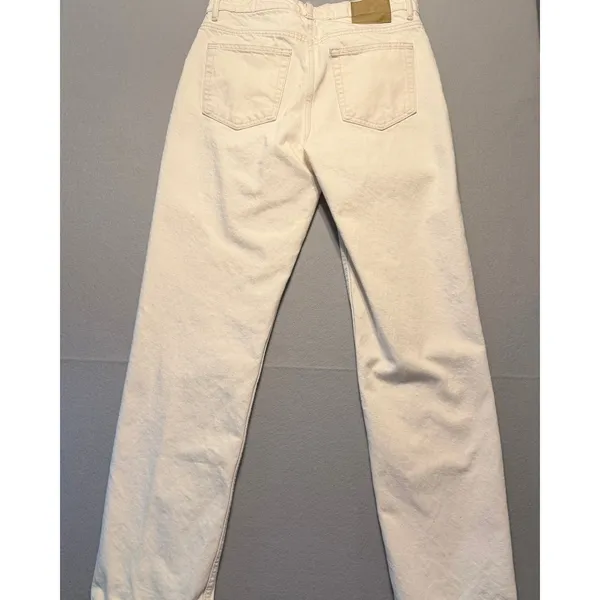 Zara Origins Straight Leg Denim Jeans Cream Off-White Women Size 31 - Image 8