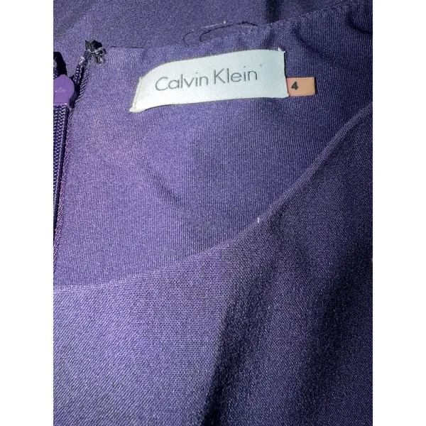 Calvin Klein Purple Sleeveless Dress with Elastic Waist - Size 4 - Image 4