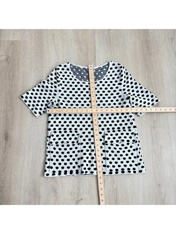 Anthropologie Moth EUC Women's Black White Polka Dot Jacquard Knit Sweater S - Image 7
