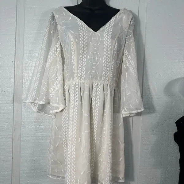 Sugar+Lips Off White Boho Lace Overlay Dress No Size EUC - Image 4