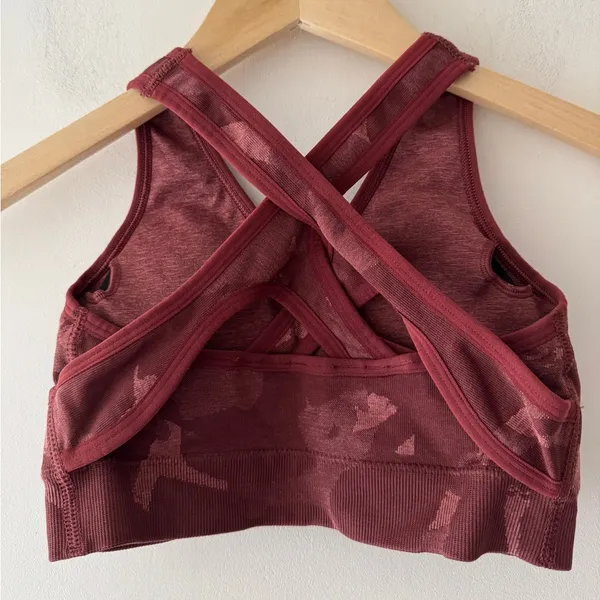 Gymshark Maroon Camo Adapt Strappy Back Seamless‎ Athletic Sports Bra Sz XS - Image 4