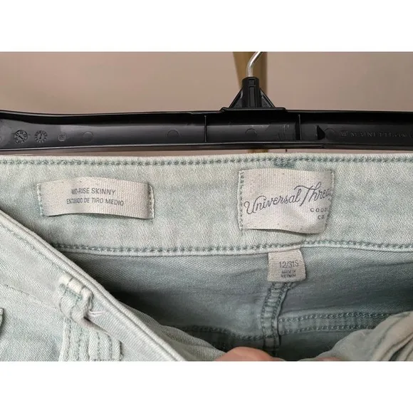 Universal Threads Mid-Rise Skinny Jeans Pale Aqua Sz 12/31S Pastel Preppy Classic - Image 4