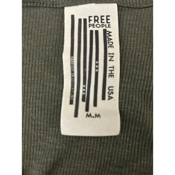 Free People Made in the USA Olive Green Ribbed Slub Knit Swing Tank Top Size M - Image 5