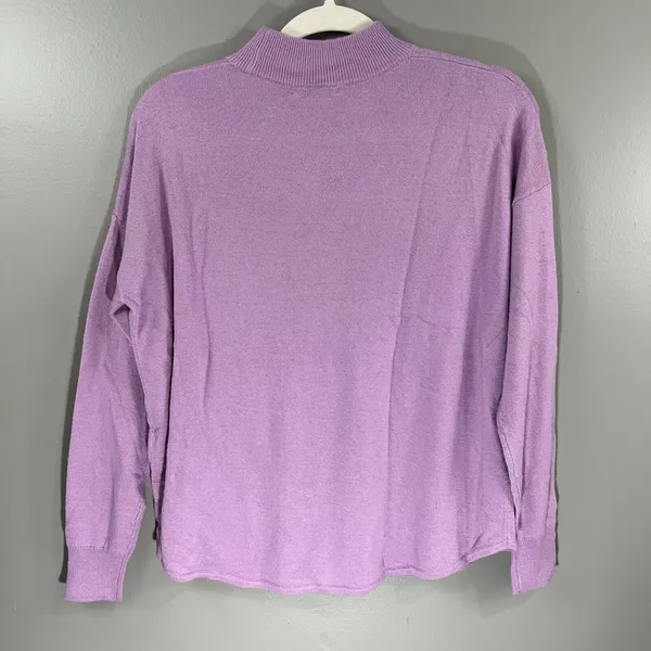 Madewell NEW Ashbury Mock Neck Pullover Sweater Long Sleeve Purple Small - Image 7