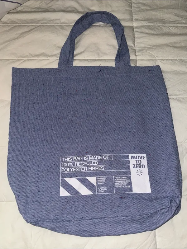 Nike Blue Canvas Messenger Tote with White Swoosh - Image 2