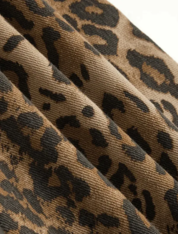 Leopard Print Flare Jeans Multi Size 4 - Image 5