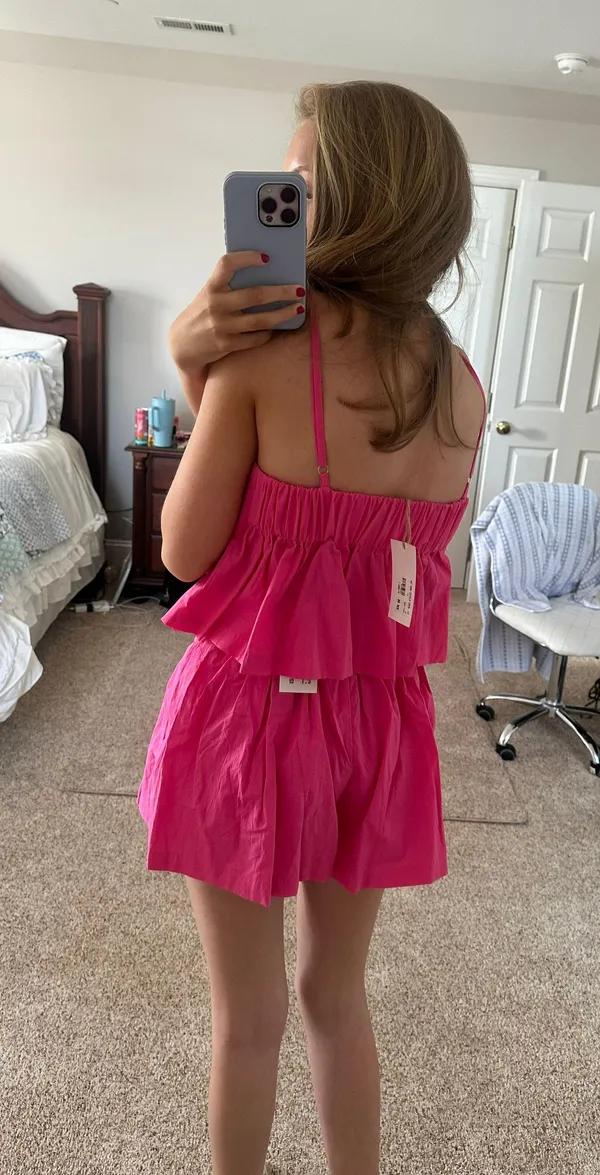 New In Two Piece Hot Pink Pleated Set - Image 3
