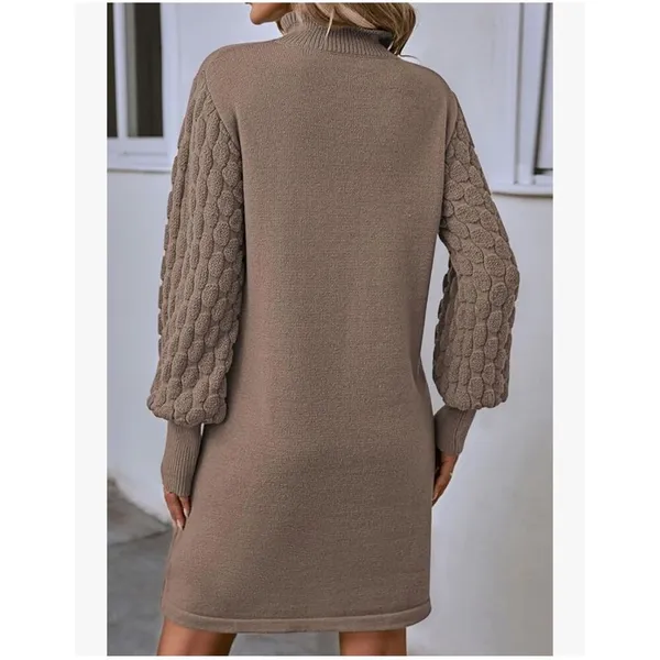 NEW Long Sleeve Sweater Dress Knit Mini Pullover Dress L - Image 5