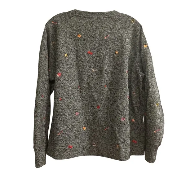 Lou & Grey Women's Gray Heart‎ Emoji Fleeceback Crew Neck Sweatshirt Size L - Image 3