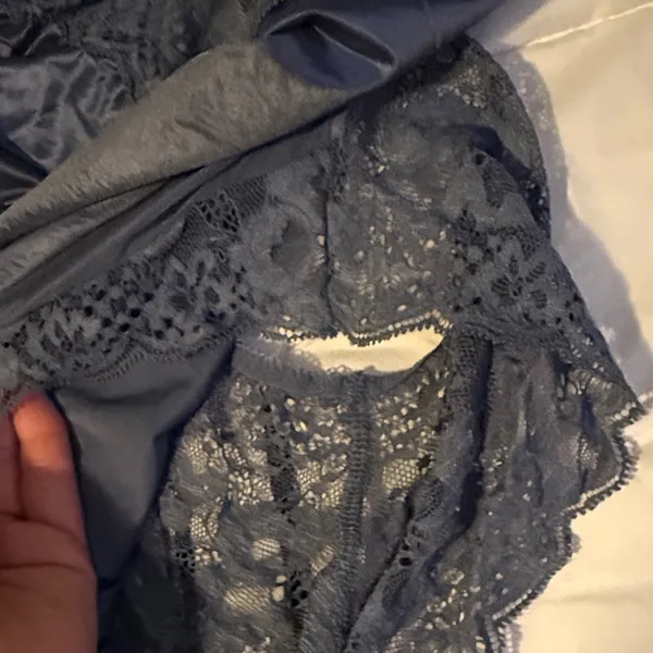 Victorias Secret Elegant Lace Trimmed Blue Bodysuit - Image 5