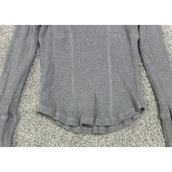 Free People Movement Ribbed Long Sleeve Fitted Top Thumbholes Gray Size L - Image 6