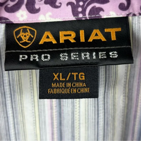 Ariat‎ Pro Series Women's XL Striped Button Up Western Shirt Bedazzled Snaps - Image 6