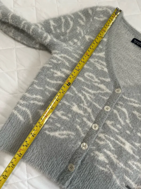 Abercrombie & Fitch Soft AF Cardigan S Fuzzy Animal Print Y2K Cozy Balletcore - Image 5