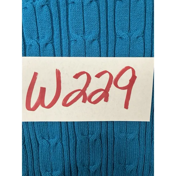 St. John's Bay Cable Knit Crew Neck Pullover Sweater Blue Cotton Nylon L - Image 6