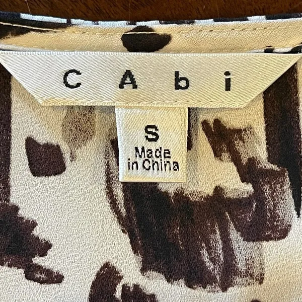 Cabi Black And White Animal Print Faux Wrap Long Sleeve Blouse‎ Size S - Image 9