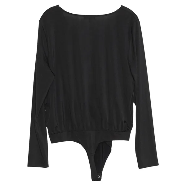 Express Bodysuit Faux Wrap Goth Romantic Grunge Minimalist‎ Long Sleeve Black XL - Image 3