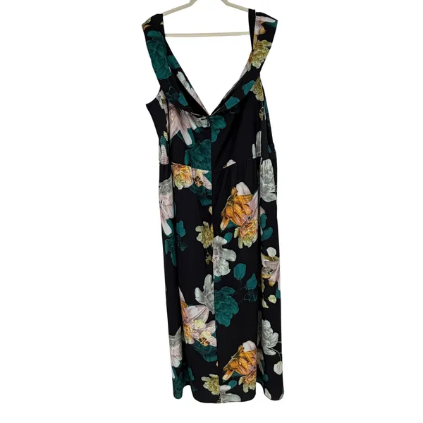 City Chic Maxi Floral Glow FF Dress Black XXL 24 Faux Wrap V-Neck Plus Size - Image 2