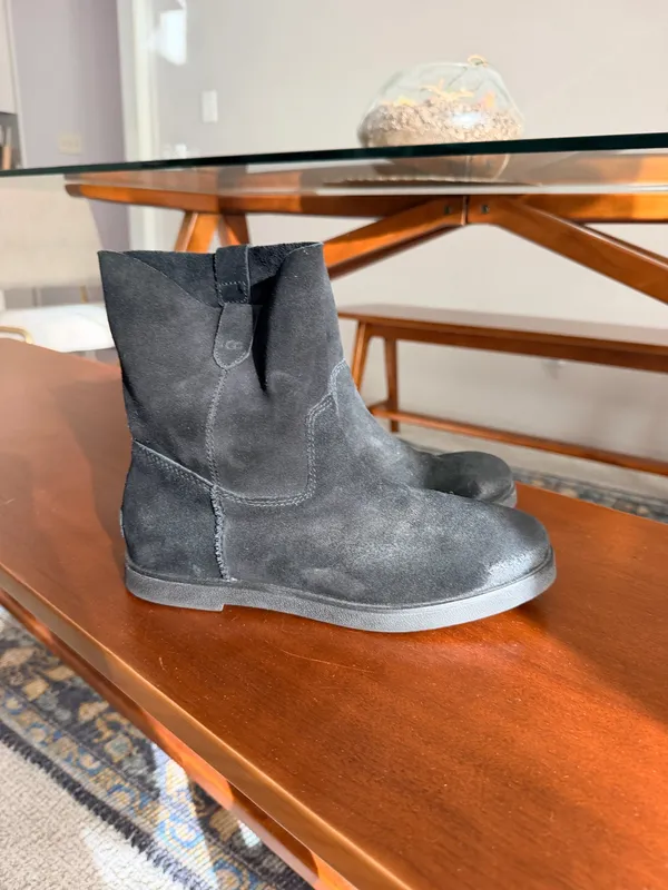 Ugg Josefene black oiled suede flat ankle combat Moto boots 8 - Image 19
