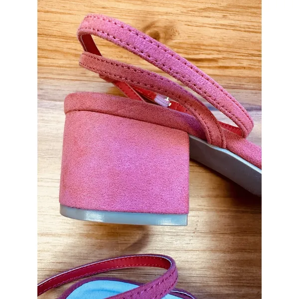 Lulus Julie Color Coral Rose Suede Ankle Strap Block Heels Sandals Size‎ 7 - Image 3