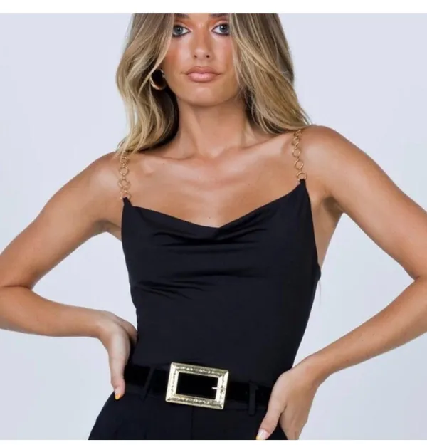Princess Polly Purple Bodysuit With Gold Chain Straps - Image 5