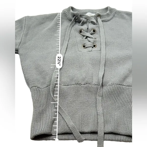 Urban Outfitters Lioness Gray Chunky Lace Up Knit Long‎ Sleeve Sweater Sz S - Image 11