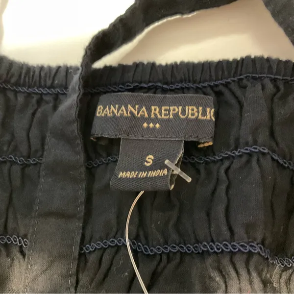 Banana Republic Navy Blue Eyelet Embroidery Tank Top Baby Doll Cotton Sz S - Image 5