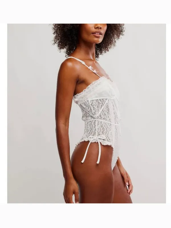 FREE PEOPLE NWT Sweet Cheeks Bodysuit / White Combo - Image 3