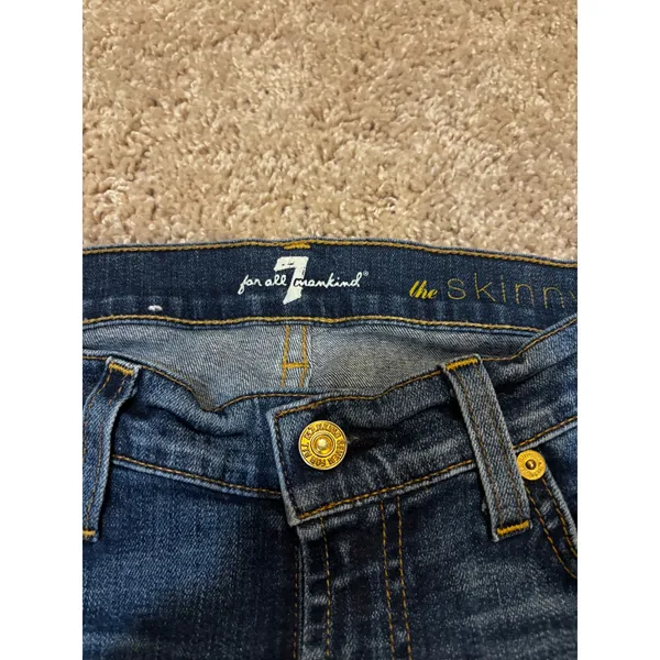 7 For All Mankind The Skinny Dark Wash Jeans Size 28 Squiggle Pocket Made in USA - Image 2