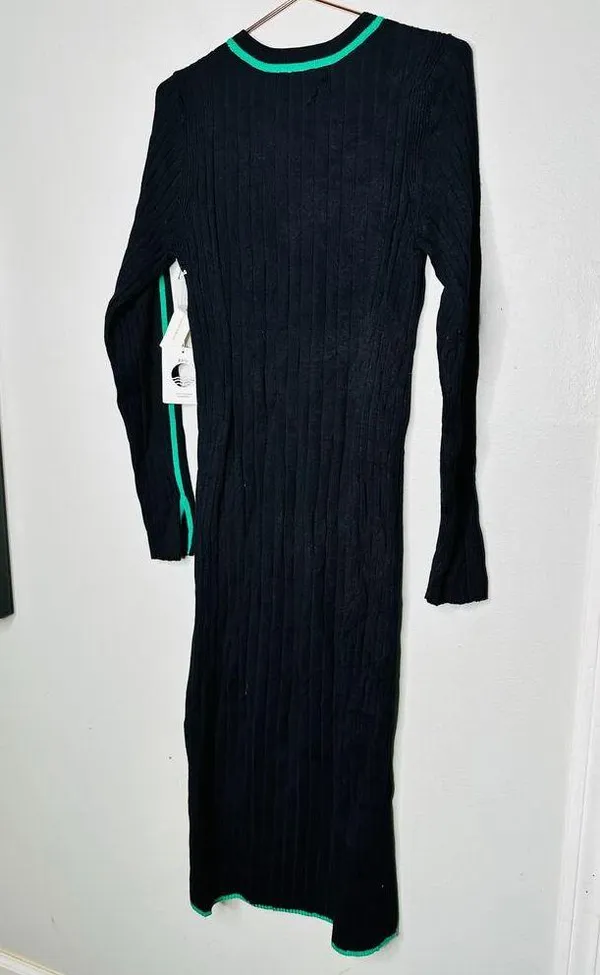 DAILY PRACTICE ANTHROPOLOGY Long-Sleeve Black Green Sporty Sweater Dress NWT XL - Image 10