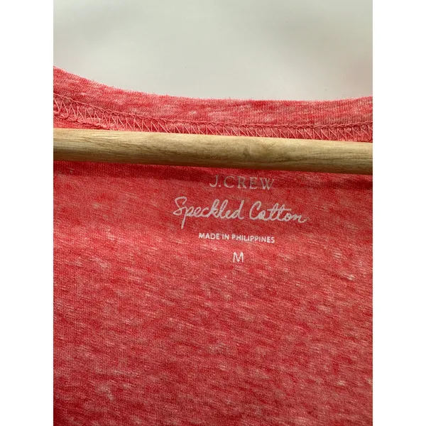 J.Crew Top Women MEDIUM Orange Speckled Cotton Short‎ Sleeve Round Neck T-Shirt - Image 3
