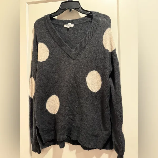 Madewell Polka Dot Wool Alpaca Blend V-Neck Sweater Size‎ M - Image 3