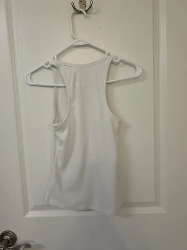 Athleta White Ribbed Racerback Tank XXS | Soft Stretch Athleisure Top - Image 5