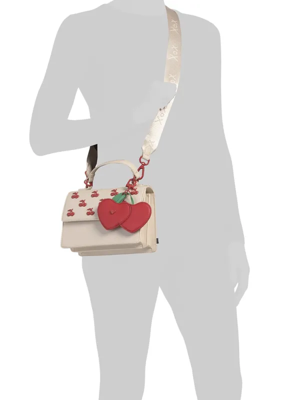 🍒👜BETSEY JOHNSON Cherry Top Handle Crossbody with Cherry Charm Chalk (Cream) Red - Image 12