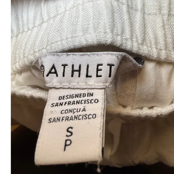 Athleta White 100% Linen Jogger Pants Small Drawstring Elastic Waist Tapered Leg - Image 2