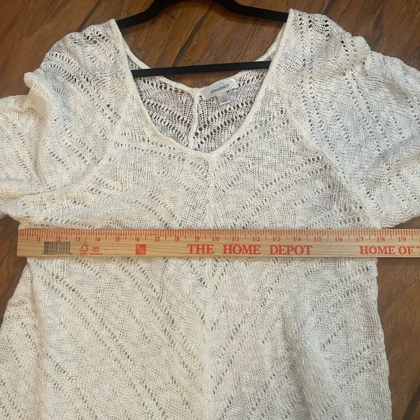 Dress Barn cream crotched lightweight v-neck top sweater woman’s Large EUC - Image 7