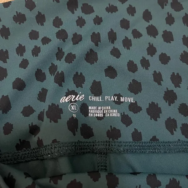 Aerie sea foam green blue leopard print leggings women’s size XL - Image 6