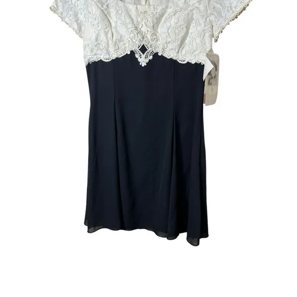 VIntage Scott McClintock 80s 90s Floral‎ Lace Short Sleeve Mini Dress Size 8 - Image 3