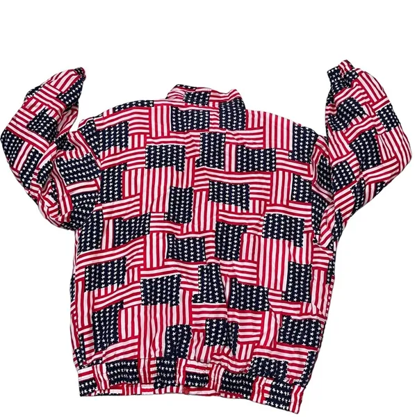 Vintage Lavon American Flag Silk Windbreaker Jacket size Medium - Image 4