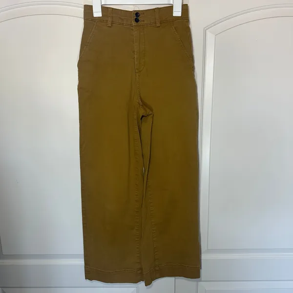 Everlane The‎ Organic Wide-Leg Pant Womens 4 Tapenade Brown High Rise Utility - Image 2