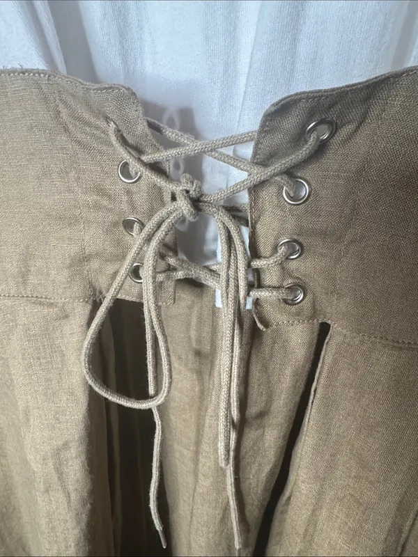 Eri + Ali Grace Corset Midi Dress Small Anthropologie Linen Cotton Lace Up Waist - Image 7