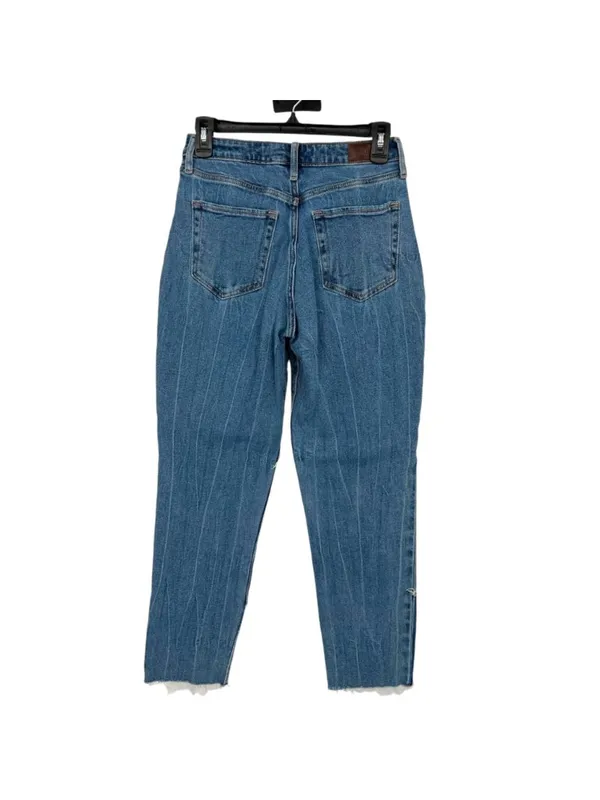 Hollister Curvy High Rise Mom Jeans Patchwork Denim Two Tone Blue Size 26 NWOT - Image 5