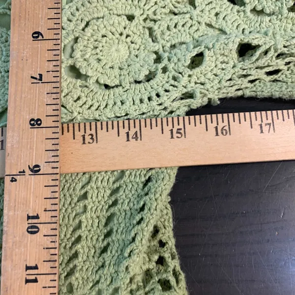 Uniform John‎ Paul Richard Green Crochet Lace Knit Long Sleeve Sweater Top Smal - Image 6