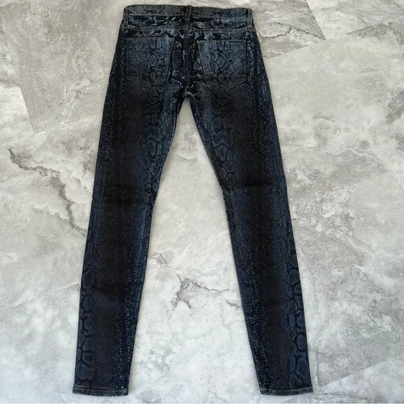 Hudson USA Nico Super Skinny Midrise Jeans 26 Bright Blue Black‎ Snake Print - Image 2